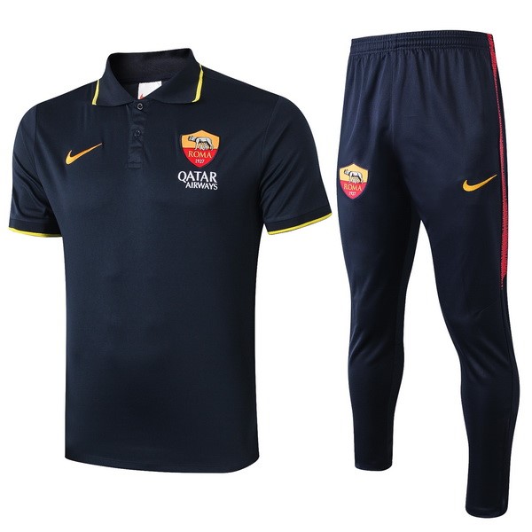 Polo Conjunto Completo As Roma 2019-2020 Negro Amarillo